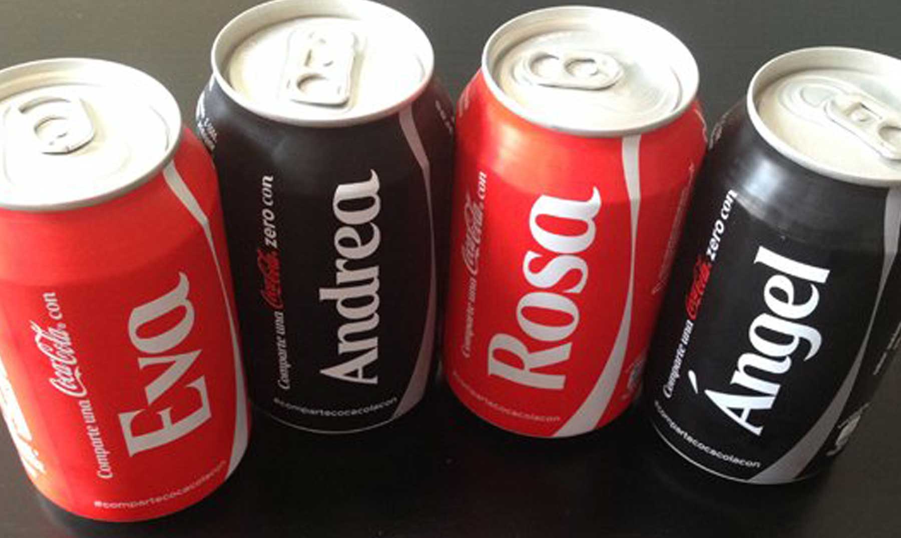 ¿Cuáles son los nombres que aparecen en las latas de Coca-cola?