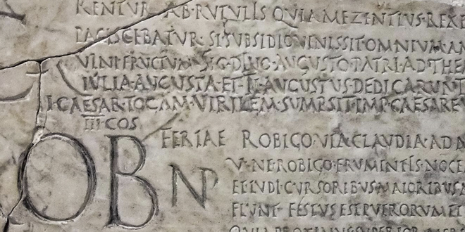 Fragmento de un calendario romano, de Verrio Flacco de Pranestes, en el Museo Nacional de Roma