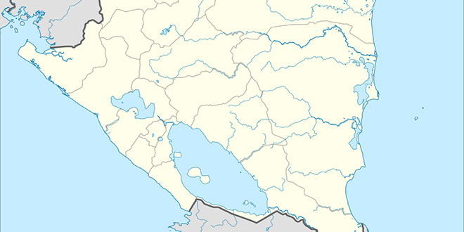Mapa de Nicaragua, donde puede observarse el lago