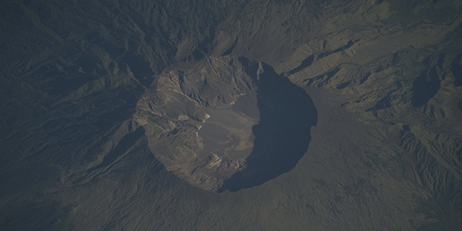 Imagen captada por la NASA del monte Tambora en 2009