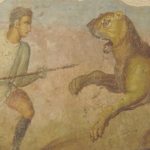 Mosaico gladiadores en Mérida