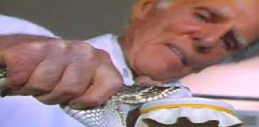 El hombre serpiente, mordido 173 veces llegó a los 100 años