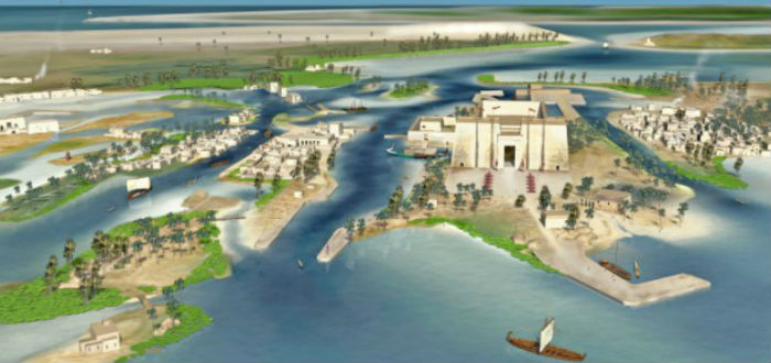 reconstruccion de heracleion, ciudad egipcia