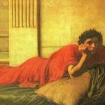 Pintura de John William Waterhouse que representa los remordimientos de Nerón tras matar a su madre, posiblemente incitado por Poppeae Sabina