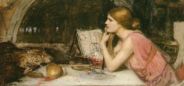 Circe (Visiones) de John William Waterhouse (1849–1917), curandera, hechicera