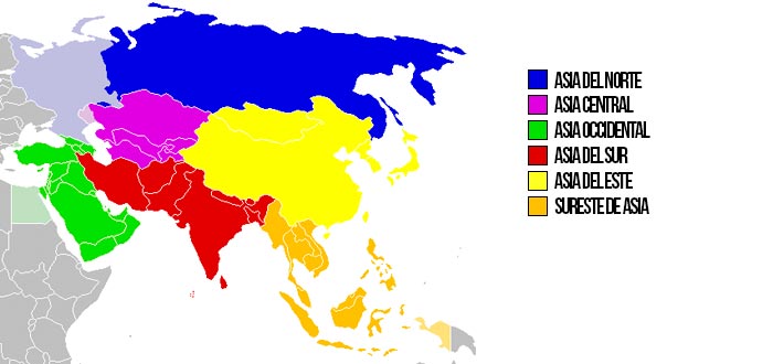 curiosidades de países, regiones de Asia, mapa