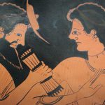 Detalle de una ánfora ática con Maya y Hermes