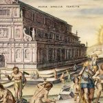 Fragmento del grabado del Templo de Artemisa, de Philip Galle
