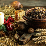 Kutia. Traditional ukrainian Christmas ceremonial grain dish with honey, raisins and poppy seeds. Christmas sweet dishes in Ukraine, Belarus and Poland. banner, menu, recipe